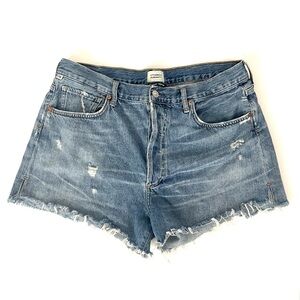 Citizens of Humanity Marlow Organic Cotton Raw Hem Button Fly Shorts Size 31